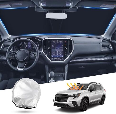 T TGBROS Windshield Sun Shade Custom Fit for 2020-2023 2024 Toyota Highlander Accessories Foldable Sun Shield Reflective Polyester Sun Visor Cover Block Heat and Sun Protection in Saudi Arabia