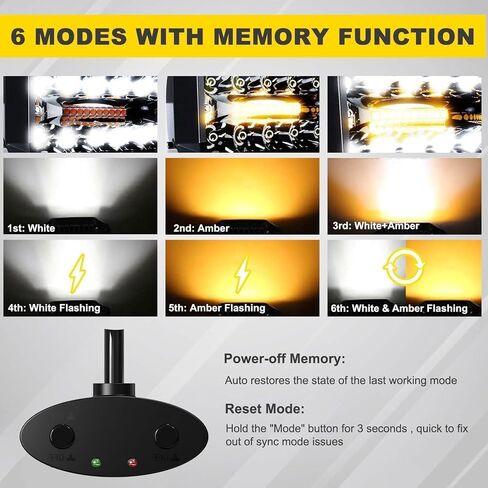 LED Light Bar 4PCS 4'' Inch White/Amber Yellow LED Pods Equivalent to 240-Watt Strobe Light Driving Fog Lights Triple Row Off Road Lights with Six Modes for SUV ATV UTV Trucks Pickup Lamp in Saudi Arabia