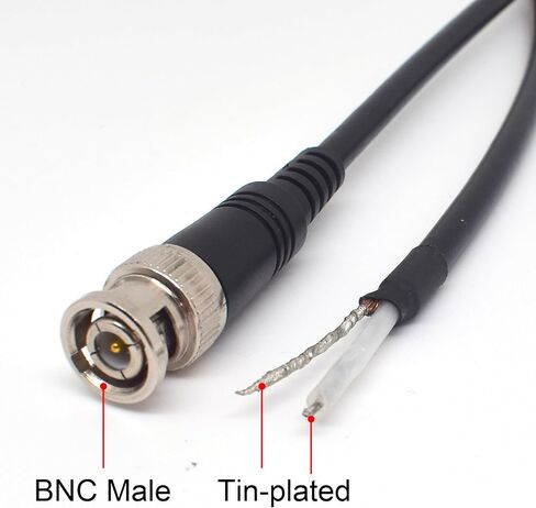 قطعتان من ضفيرة ذكر BNC، 0.2 متر/ 0.65 قدم BNC ذكر كابل محوري موصل ضفيرة 2 سلك عاري وصلة نهاية مفتوحة لمحطة كاميرا CCTV Adpater (ذكر BNC) in Saudi Arabia