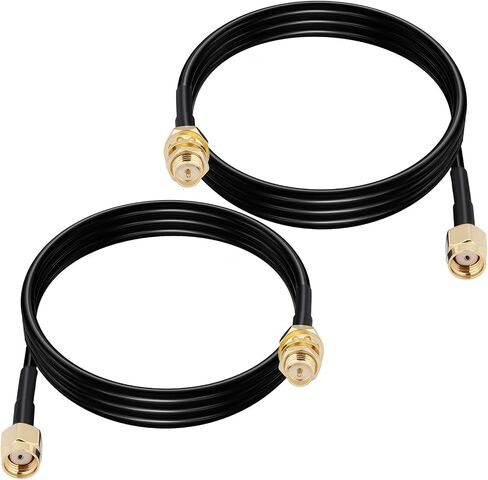 RG174 Coaxial Cable RP SMA Antenna Extension Cable 2-Pack 6.5FTRP-SMA Male to RP-SMA Female Bulkhead Mount Connectors Low Loss Antenna Cable for WiFi Antenna WiFi Router Security IP Camera in Saudi Arabia