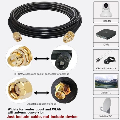 RG174 Coaxial Cable RP SMA Antenna Extension Cable 2-Pack 6.5FTRP-SMA Male to RP-SMA Female Bulkhead Mount Connectors Low Loss Antenna Cable for WiFi Antenna WiFi Router Security IP Camera in Saudi Arabia