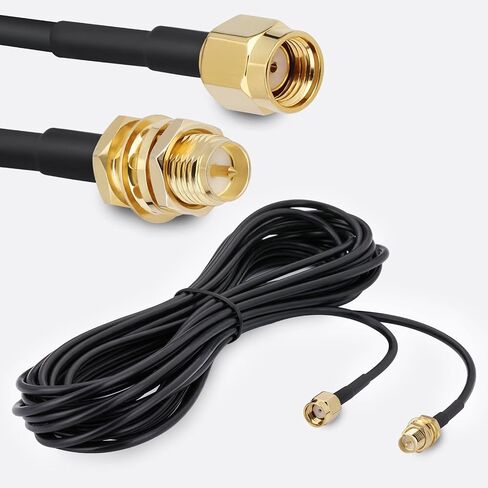 RG174 Coaxial Cable RP SMA Antenna Extension Cable 2-Pack 6.5FTRP-SMA Male to RP-SMA Female Bulkhead Mount Connectors Low Loss Antenna Cable for WiFi Antenna WiFi Router Security IP Camera in Saudi Arabia