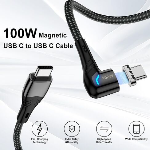 100W 2 in 1 Magnetic USB C Charging Cable [2-Pack, 4/6.6FT] 480Mbps Data Transfer, 5A C to C Cable Fast Charging for iPhone 16/15/14/13 Pro Max, MacBook Pro,iPad,Galaxy S22,Pixel in Kuwait