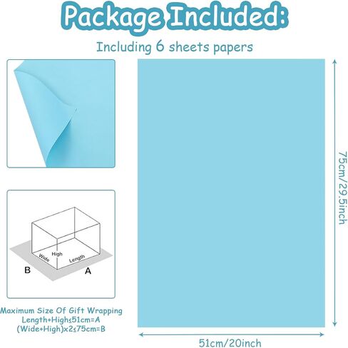 Soild Color Wrapping Paper 6 Folded Sheets,6 Color Gift Wrap Paper,Colorful Matte Plain Wrapping Paper Dual Surface Bulletin Board Poster Paper 51×75cm For Wrapping Painting Crafts All Occasion Decor in Saudi Arabia