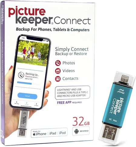 Picture Keeper Connect Photo & Video USB Flash Drive for Apple, Android & PC Devices, 64GB Thumb Drive, Turquoise in Kuwait