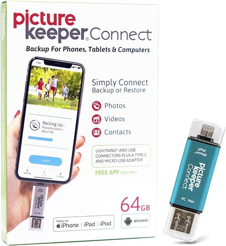 Picture Keeper Connect Photo & Video USB Flash Drive for Apple, Android & PC Devices, 64GB Thumb Drive, Turquoise in Kuwait
