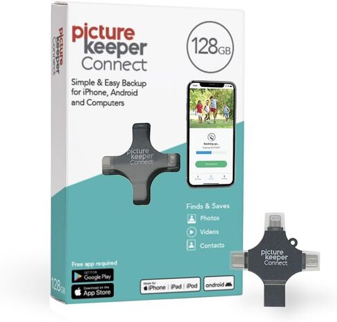 Picture Keeper Connect for iPhone, Android, USB-C, PC & Mac - 64GB USB Backup for Photos, Videos, Contacts, Flash Drive Memory Backup - 64GB, Gold in Kuwait