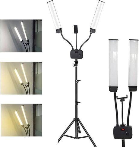 Toyshi Adjustable Selfie Lash Light Flex Light Pro - Portable Dual LED Lamp with Tripod and Phone Holder Mount, Flexible 2-Point LED Lights for Tattoo artists, Eyelash Artists, Eyebrow in Saudi Arabia