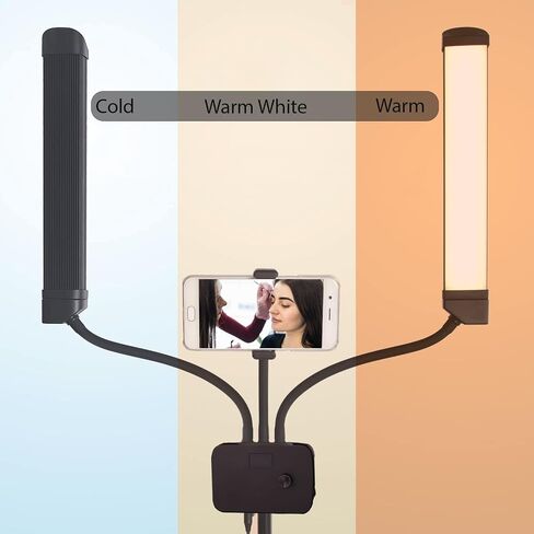Toyshi Adjustable Selfie Lash Light Flex Light Pro - Portable Dual LED Lamp with Tripod and Phone Holder Mount, Flexible 2-Point LED Lights for Tattoo artists, Eyelash Artists, Eyebrow in Saudi Arabia