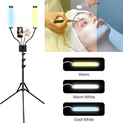 Toyshi Adjustable Selfie Lash Light Flex Light Pro - Portable Dual LED Lamp with Tripod and Phone Holder Mount, Flexible 2-Point LED Lights for Tattoo artists, Eyelash Artists, Eyebrow in Saudi Arabia