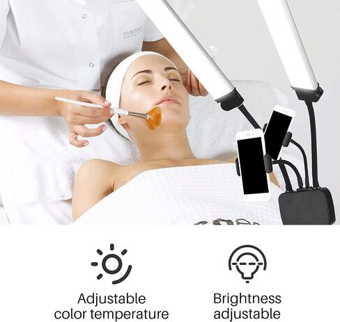 Toyshi Adjustable Selfie Lash Light Flex Light Pro - Portable Dual LED Lamp with Tripod and Phone Holder Mount, Flexible 2-Point LED Lights for Tattoo artists, Eyelash Artists, Eyebrow in Saudi Arabia