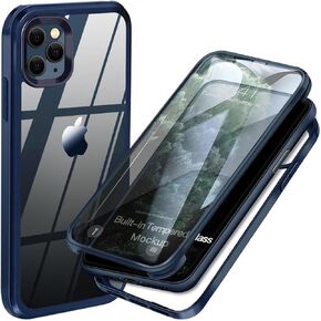 UBUNU for iPhone 12 Pro Max Case with Screen Protector Built in Tempered Glass Upgraded Dual Layer 360 Full Body Protective Clear Phone Case for iPhone 12 Pro Max 6.7 inch for Men Women - Blue
