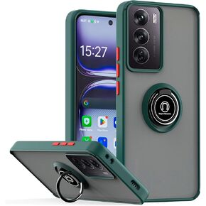 QUIETIP Case Compatible with Oppo Reno 12 5G,TPU + Hard PC Shockproof Magnetic Ring Car Mount Stand Cover,Red
