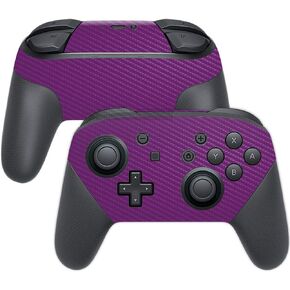 MightySkins Carbon Fiber Skin for Nintendo Switch Pro Controller - Solid Purple | Protective, Durable Textured Carbon Fiber Finish | Easy to Apply, Remove, and Change Styles | Made in The USA