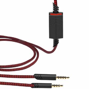 2.0M Replacement Audio Cable Compatible with Astro A40 A40TR Gaming Headset, Inline Mute Wire and No Volume Control Cord (Nylone Cord, Red/Black)