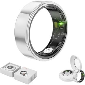 Smart Ring Health Tracker,Anillo Inteligente para Hombre,Health Rings for Women & Men,Long Lasting Batteries Sleep Ring (Silver, 11#)