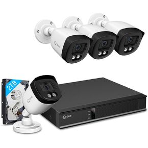 5MP Security Camera System Wired with 110ft Color Night Vision, Human Vehicle Detection, 8CH DVR Waterproof Cameras for Outdoor 24/7 Recording, Remote Access