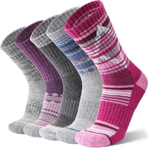 ANTSANG Merino Wool Hiking Socks for Men & Women 5 Pairs Thermal Warm Winter Thick Cushion Moisture Wicking Crew Boot Socks