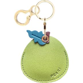 Leather Keychain Case Holder Compatible with AirTag, Anti-Scratch Apple Air Tag Cover with Keychain Ring,Cute Protective Finder GPS Tracker Case for Wallet,Keys,Bag,Pets(Pear)