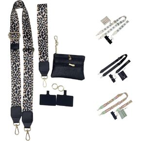 Phone Lanyard Crossbody with Pouch,Crossbody Phone Strap with Zippered Pouch,Phone Crossbody Adjustable Strap,Clip and Go Strap for Phone with Wallet Crossbody for All Phones,Leopard Print