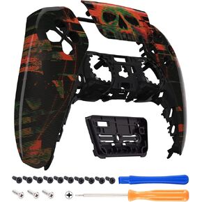 eXtremeRate Blurred Screaming Skull Touchpad Front Top Shell Compatible with ps5 Controller BDM-010 BDM-020, DIY Replacement Shell Custom Touch Pad Cover Faceplate Compatible with ps5 Controller