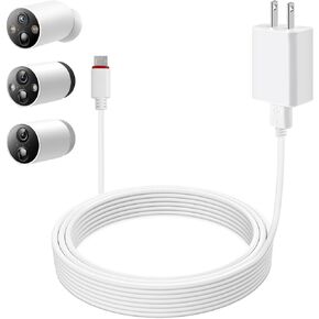 5m/16ft Extension Cable,Outdoor Power Adapter,90 Degree Micro to USB Power Cord,IP65 Waterproof Power Cable,for Tapo C420,Tapo C425,Tapo C400,Wire Long Power Supply Cables Security,White