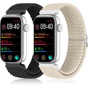 2 Pack Stretchy 16mm Braided Nylon Bands Compatible with FITVII HM08/MorePro HM08/Amzhero-Runfit D26/KALINCO Slim Fitness Tracker