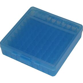 MTM 100 Round Flip-Top Ammo Box 40/45/10MM Cal (Clear Blue)
