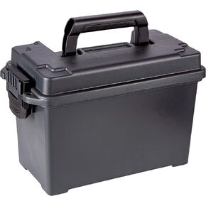 Plano Field Ammo Box .50 Caliber, Black, Lockable Ammunition Storage Box with Heavy-Duty Carry Handle, Medium Plastic Ammo Crate, Water-Resistant Protection, Holds 6-8 Boxes of Ammo