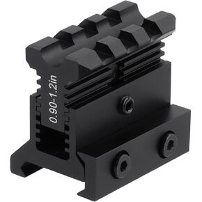 Picatinny Riser Mount Adjustable Height Lockdown Series with Quick Release, 1.57" L|3 Slots, Raise 0.9-1.2inches, Scalloped Picatinny Slots for Scopes, Red Dots, Optics