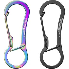 TONIFE Carabiner Clip 2-Pack, Stainless Steel Carabiner Keychain, Spring Snap Hook for Dog Leash and Key Ring