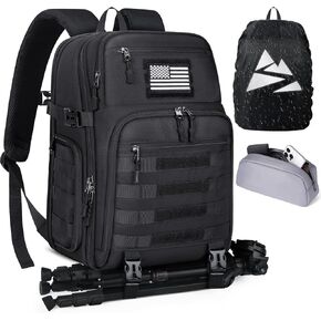 SDYSM Camera Backpack Bags for Photographers Professional DSLR/SLR Mirrorless Tactical Camera Bag 15.6 inch with Waterproof Rain Cover Laptop Compartment Tripod Holder Small Bag Photography Backpack
