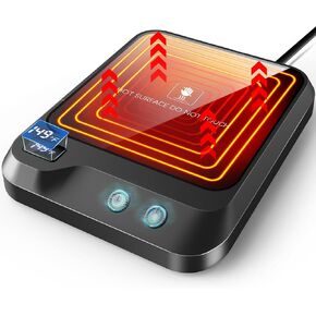 LED Display Coffee Mug Warmer, Candle Warmer w/4Hrs Auto Shut Off & 2-12Hrs Timer, 3 Temp Settings Smart Cup Warmer for Coffee, Milk, Tea, Beverage, Candle, Coffee Warmer for Desk Ideal Coffee Gifts