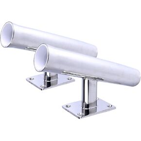 Amarine Made 2 Pack of Tournament Style Stainless Steel Wall Mounted Rod Holder,Transom Mounted (20 Degree)