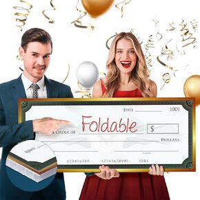 Big Checks for Presentations, 13.5" x 32" - Giant Check - Large, Fake, Blank, Oversized for Fundraisers, Retirement, Charity & Donation Events