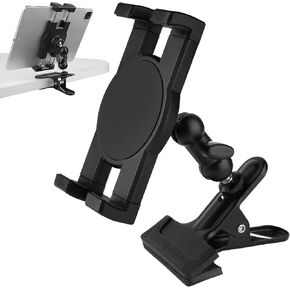 Clip Clamp Tablet Holder for Desk/Table/Glass Door/Desktop Baffle/Easel,Compatible with 7~12.9 inch iPad/Nexus/LG G Pads/Fire HD,360°Adjustment Aluminium Alloy Arm Metal Mount