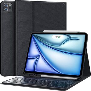CHESONA for iPad Air 13 inch (M2) 2024 Case with Keyboard Wireless Detachable - with Pencil Holder for Pro 12.9 inch (3rd, 4th, 5th, 6th Generation), Black