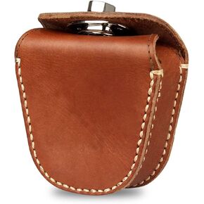 KOSIBATE Ammo Pouch, Genuine Leather Ammo Holder Bag Storage for .22 22LR .38 .45 Hunting Military Belt Gun Ammo Case Brown