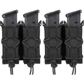 2pc Molle Pistol Mag Pouch Single Double Stack Magazine for 9mm/.40 Calibers 45acp Glock S&W M&P, Sig 226/229, and Springfield 1911,Sig Sauger,P365,P365X