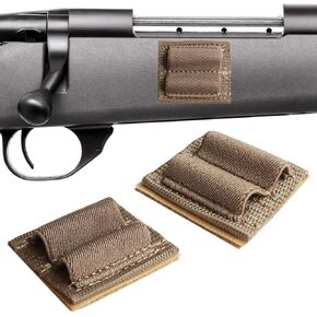 2 Round Bullet Holder for Rifle with Velcro and Adhesive Backing Sticker, 223 308 30-06 Ammo Holder for Rifles Side and Buttstock, Two Round Gun Shell Stock Pouch