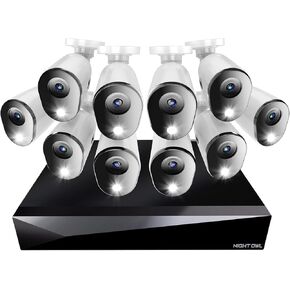 Night Owl 2-Way Audio 20 Channel DVR Video Home Security Camera System with (10) Wired 1080p HD Indoor/Outdoor Deterrence Cameras and 1TB Hard Drive (Add up to 4 Wi-Fi Cameras) (10 Camera)
