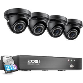 نظام كاميرا ZOSI 8 قنوات 4K 8MP PoE للأمن المنزلي في الهواء الطلق، 8CH PoE NVR (16CH قابلة للتوسيع) مع محرك أقراص ثابتة سعة 2 تيرابايت للتسجيل على مدار الساعة طوال أيام الأسبوع، 4 × كاميرات IP سلكية 5 ميجابكسل (3K) PoE IP، كشف الحركة، جهاز التحكم عن بعد