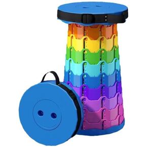 JDYYICZ Folding Stool Portable Collapsible Stool Retractable Telescoping Stool with Cushion Sturdy Lightweight for Fishing, Hiking Tours, BBQ, Parties, Outdoor Activities (Rainbow)