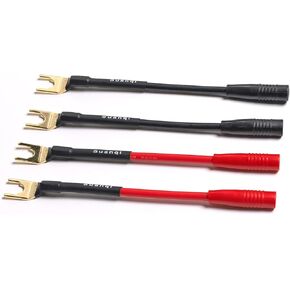 Spade Plug to Female Banana Jack Adapter Cable, 4mm Banana Jack Female to Fork Spades Cable 4 Pack (3inch).