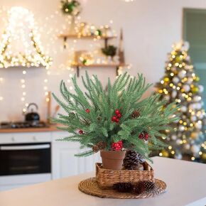 12 Pcs Christmas Artificial Holly Berry Stems 17.7'' Artificial Christmas Red Berries Picks Artificial Christmas Flowers for Christmas Tree Christmas Wreath Party Holiday Decoration