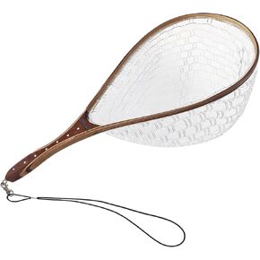 شبكة صيد خشبية من Riverruns مع نقاط قياس على المقبض، شبكة صيد من المطاط الناعم، حقيبة شبكية حماية رائعة لشبكة هبوط الأسماك، شبكة سمك السلمون المرقط (ذيل السمكة L) in Kuwait