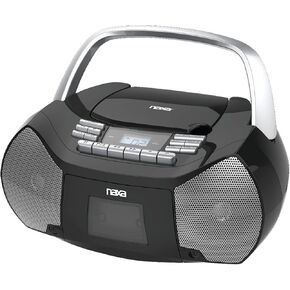 Naxa Electronics NPB-268 Portable CD/Cassette Boombox, Silver/Black