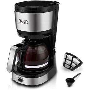 Gevi 4-Cup Coffee Maker, Small Drip Coffeemaker Compact Coffee Pot Brewer Machine with Cone Filter, Glass Carafe and Hot Plate, Stainless Steel Finish