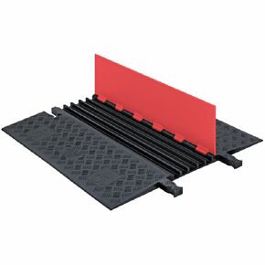 Checkers 5 Channel Low Profile Drive Over Cable Protector with Built in ADA Compliant Ramp, Heavy Duty Loads up to 136,000 Pounds, Polyurethane Construction, Orange/Black, GD5X75-O/B
