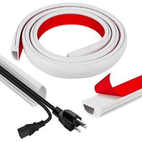 Cord Hider, 39in Self-Adhesive Wall Cord Hider, Extension Cord Covers for Floor, Cable Concealer Wire Cover for Wall Mounted Tv, Home and Office Cable Cavity 0.63" Wx0.31 H (White)